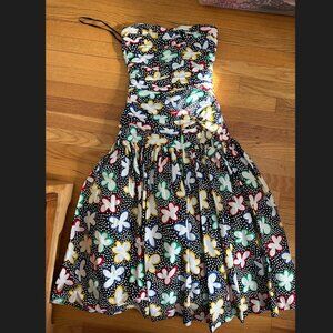Victor Costa 80s Strapless Mermaid Abstract Floral Dress Size 8